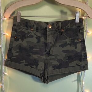 Women's Jrs. NOBO Green Camo Booty Shorts 9